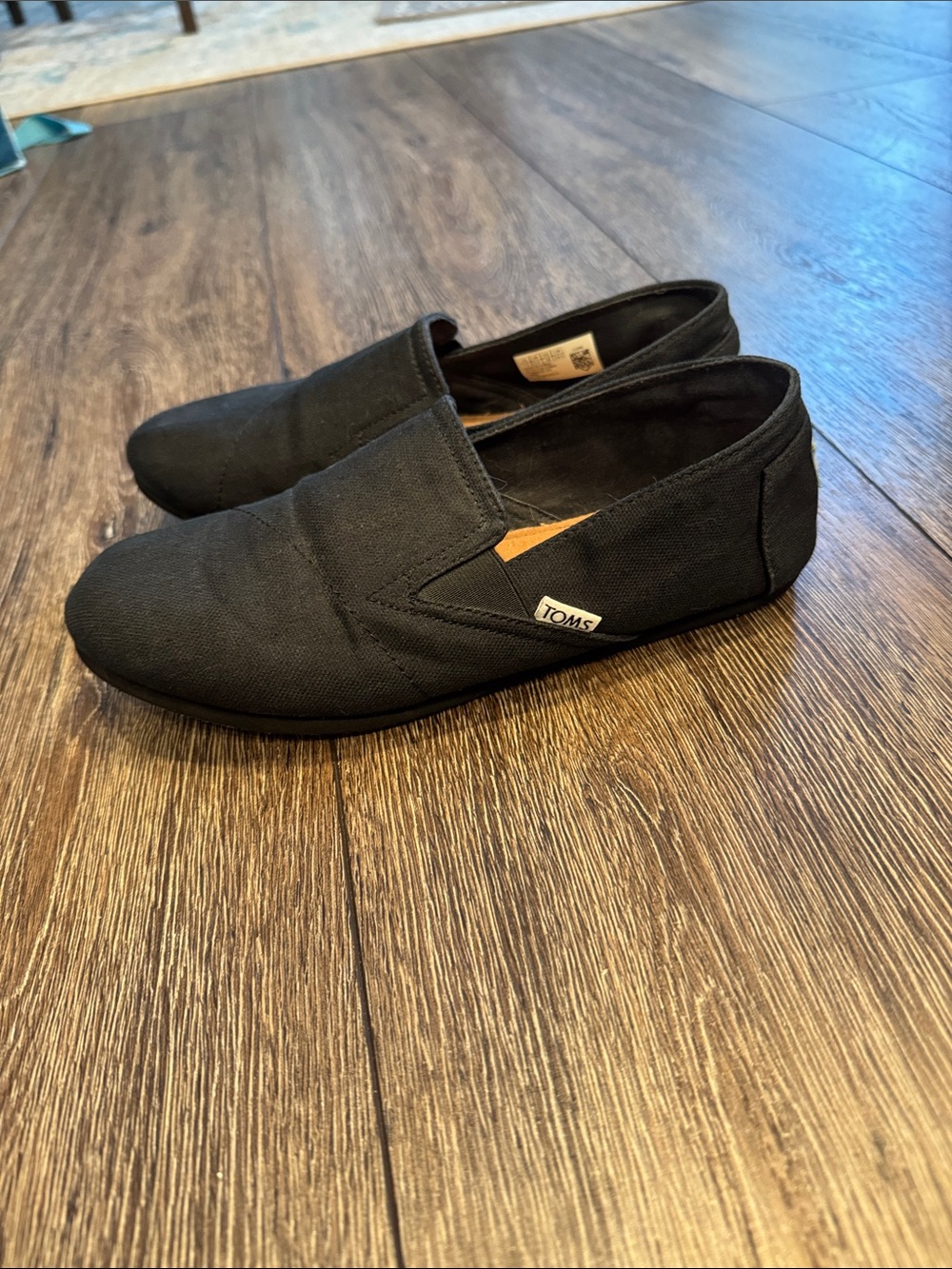 TOMS Black Canvas Slip-On Loafers